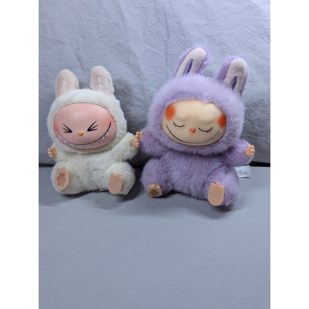 Pop Mart The Monsters Labubu Plush Set Cream HEHE Purple ZIZI